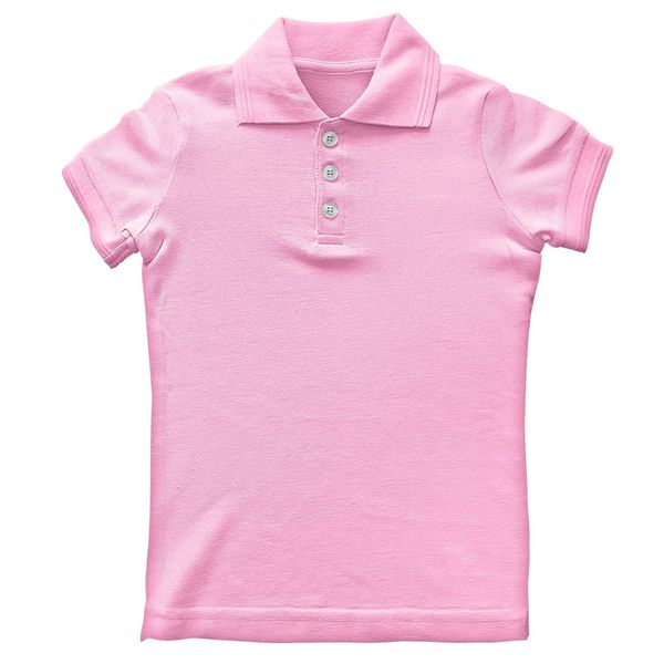 lepni.me School Uniform with Name for Children, Individual Logo or Picture Print, Personalised Premium Boys or Schoolgirl Polo Shirt, Pink Without Print, 3-4 Years