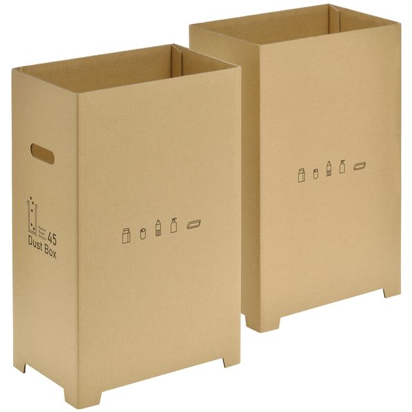 Shimomura Planning 42696 Recyclable Cardboard Trash Can, 1.5 gal (45 L), Set of 2, Made in Japan, Slim Width That Can Be Placed in Gaps, Easy Assembly, Folding Storage, Dust Box, Tsubamesanjo