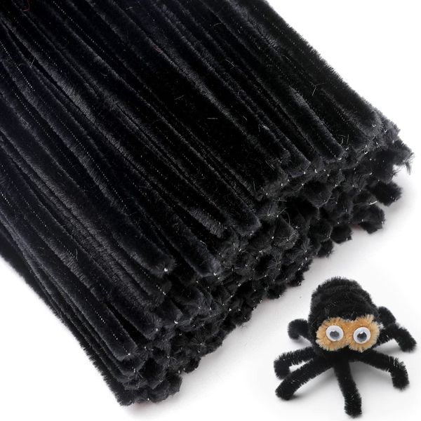 Eppingwin 200pcs Pipe Cleaners, Black Pipe Cleaners Craft Supplies,Chenille Stems for DIY Arts Crafts Project(Black)