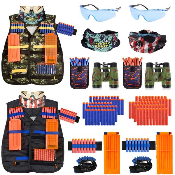 2 Pack Kids Tactical Vest Kit for Nerf Guns Game N-Strike Elite Series Wars with Refill Darts, Reload Clips, Dart Pouch, Tactical Mask, Wrist Band and Protective Glasses for Boys ,Girls