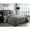 2 Piece Inspiration Quilted Bedspread Embossed Pattern Comforter Bedding Set Bed Throw with Pillow Case (Grey, Single)