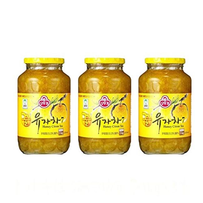 Ottogi Sanwa Honey Yuzu Tea 2.2 lbs (1 kg), Set of 3, Korean Tea, Liquid Tea, Yuzu, Honey Included