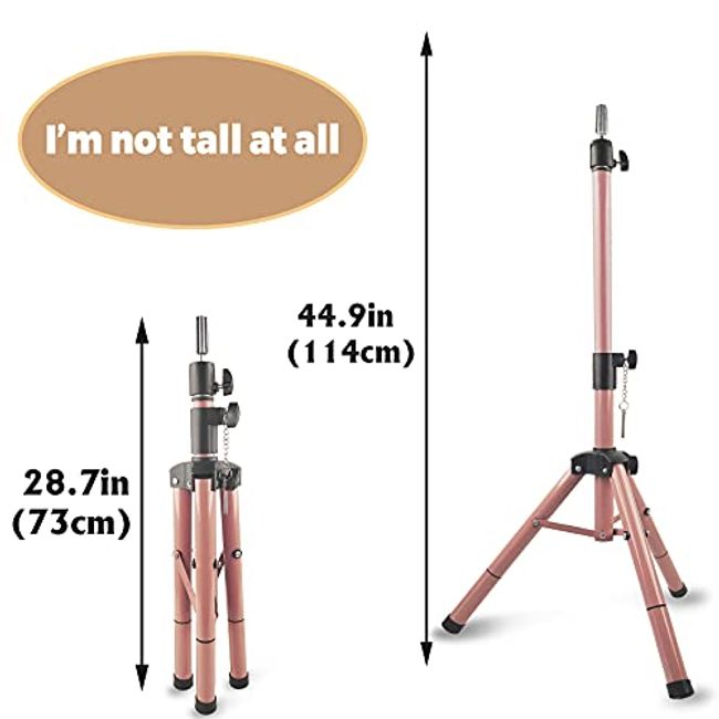 Wig Stand Tripod Mannequin Head Stand, Adjustable Heavy Duty Wig Head Stand  for