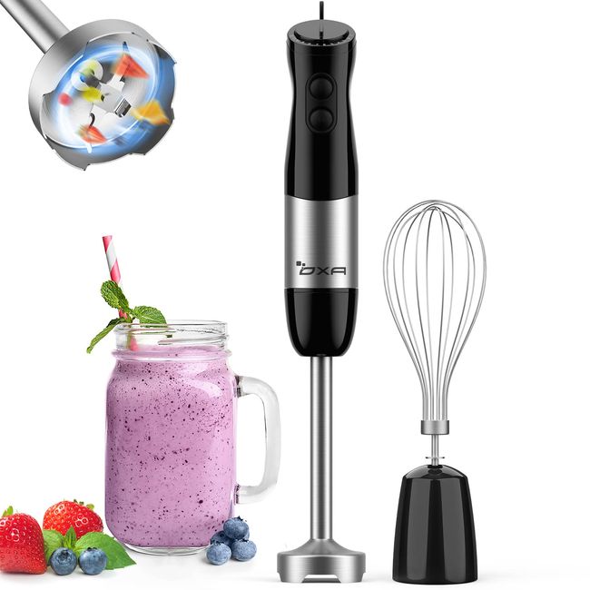 OXA Hand Blender, 12 Speed Shifters, Mix, Crush, Crush, Whisk, Shorten Cooking Time, Electric Mixer, Blender, Making Baby Food, Cookware, Gift, Easy to Clean (Black)