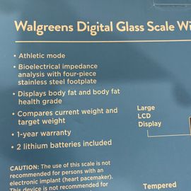 Walgreens Digital Glass Scale With Body Analysis Features, Black