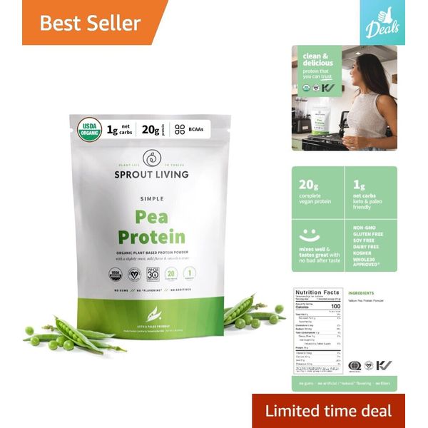 Pure Organic Pea Protein Powder - 20g Plant Based Protein - Creamy Flavor - 1lb