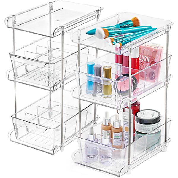 Under Bathroom Sink Organizer 3 Tier Pull Out Drawer - 2 Pack