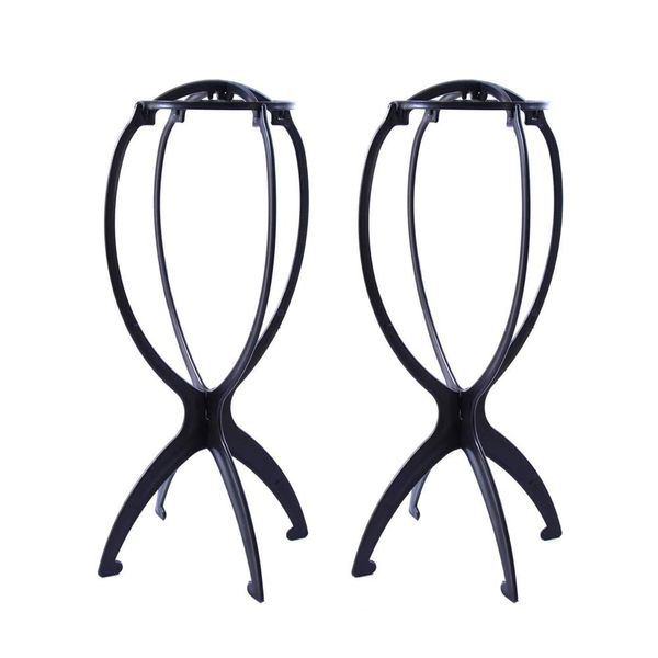 2 PCS 14.2 Inches Wig Stands Wig Head Stand Travel Wig Stand Portable Wig Holder for Women Wigs Display Stand (Black)