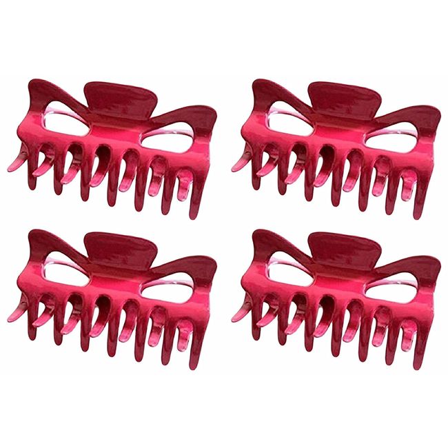 Set of 4 Beautiful Pink Hair Claw Clip Bull Dog Design Butterfly Style
