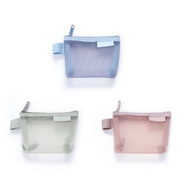 Natiform Mesh Makeup Pouch, Cute, 3 Pieces, Cosmetic Pouch, Makeup Pouch, a