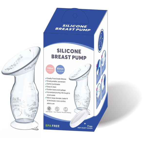 Silicone Manual Breast Pump - Manual Breast Pump Silicone Breastpump Breastfeeding Breast Feeding Milk Saver Manual Suction Pump (4oz/100ml)