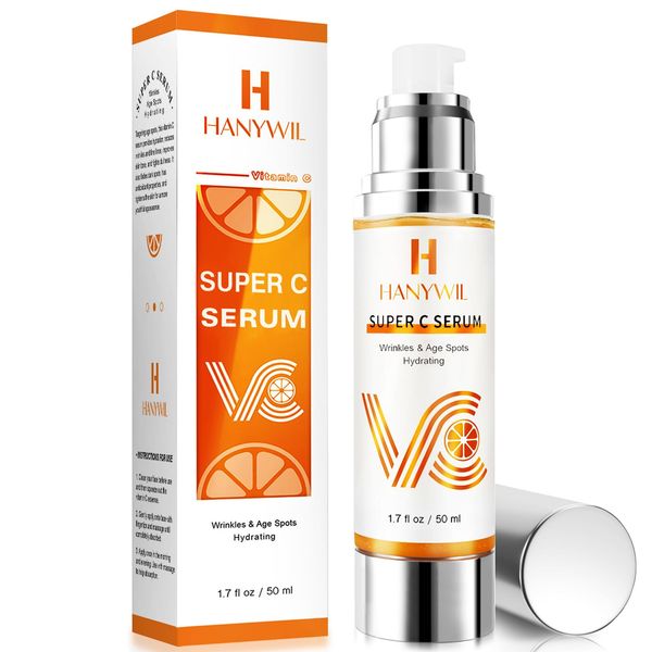 HANYWIL Super Vitamin C Serum for Women over 70, Vitamin C Serum for Face, Dark Spot Remover for Face, Skin Care, Hyaluronic Acid Serum, Targets Age Spots, Hydrates and Wrinkle Reduction 1.7fl oz