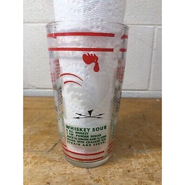 Vintage Chicken Rooster Bar Recipes Glass Cocktail Shaker To Your Health