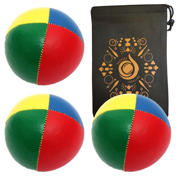 3 x Pro 115g Cascade Classic Juggling Balls - Thud Juggling Balls & Bag - Set of 3 Juggling Balls - Multicoloured