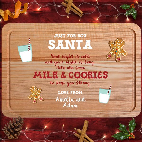 Fingerprint Designs Santa Poem Rectangle Personalised Christmas Eve Board Santa Reindeer Plate