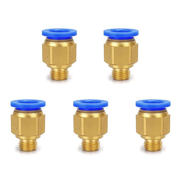 PC4-M6 Straight Pneumatic Connector, Set of 5, 3D Printer, Quick Fitting, One-Touch Tube, Hose, Connection, Fitting, Connector, Joint Diameter 0.2 inch (4 mm)