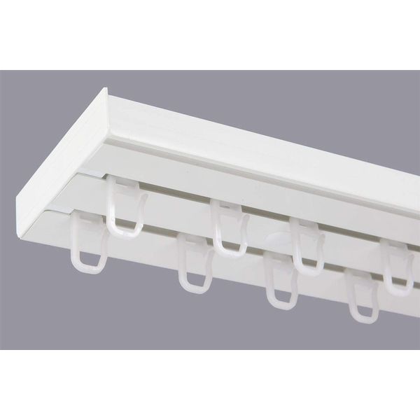 KARPOL Double Curtain Rail Track PCV Ceiling SET with HOOKS 240cm