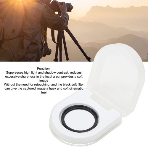 ASHATA 39mm Black Diffusion 1/8 Filter, Soft Focus Mist Dreamy Effect, 2X Filter Factor, Double Sided 18 Layer Coating