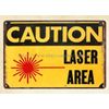 contemporary art Caution Laser Area metal tin sign
