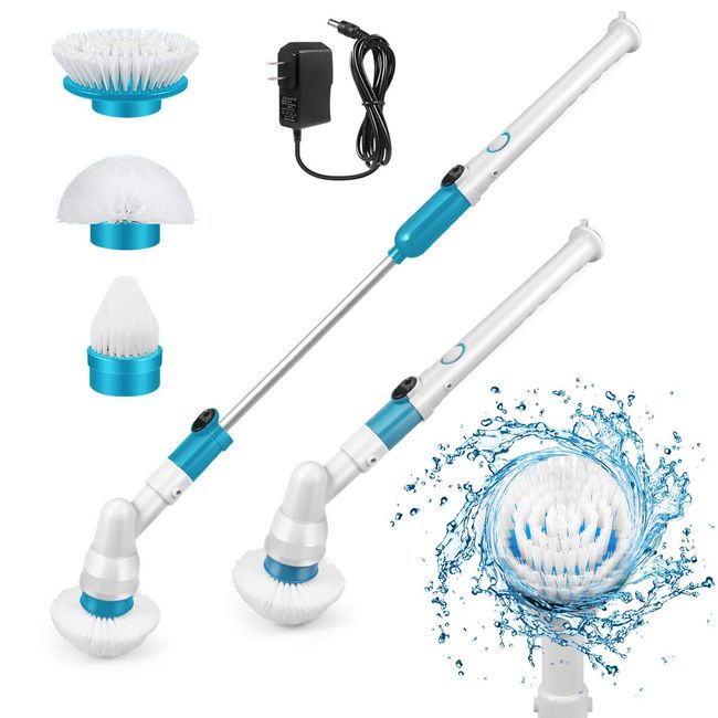 Electric Spin Scrubber,360 Cordless Bathroom Scrubber with 3 Replaceable  Cleaning Shower Scrubber Brush Heads,Extension Handle for Tub,Tile ,Floor,Wall,Shower,Bathtub,and Kitchen 
