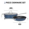 3 Piece Saute Pans Set Nonstick Cookware Set Scratch Resistant PLASMA & Titanium