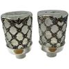 (D) Judaica Candle Stick Silver Plated Tiny Flower Mesh Home Decor