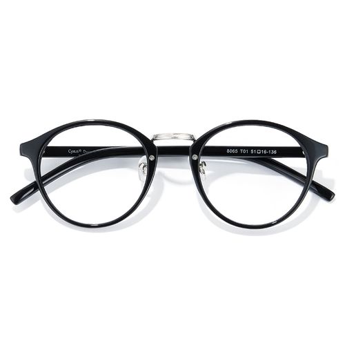 Cyxus Date Glasses, Transparent Lenses, Fashion Glasses, Ultra Lightweight Nose Pads, Harajuku Glasses, Unisex, 13 black circles