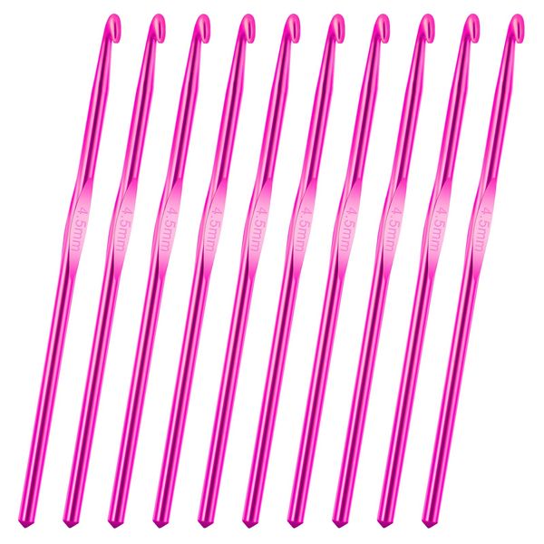 10Pcs 4.5mm Crochet Hook, US Size 7 Aluminum Knitting Needles Craft Yarn, Crochet Hook for DIY Craft, Gold Crochet Needles for Knitting Scarf(Rose Red)