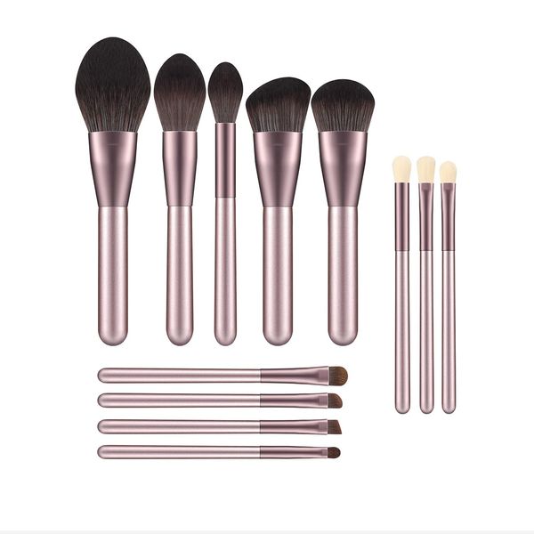 NEJLSD Cosmetic Brush Premium Synthetic Makeup Brush Face Highlight Brush Foundation Mix Brush Smooth Powder Cheek Brush Concealer Brush Eyeshadow Brush Eyebrow Eyelash Nose Lip Brush (12 Pieces) Purple