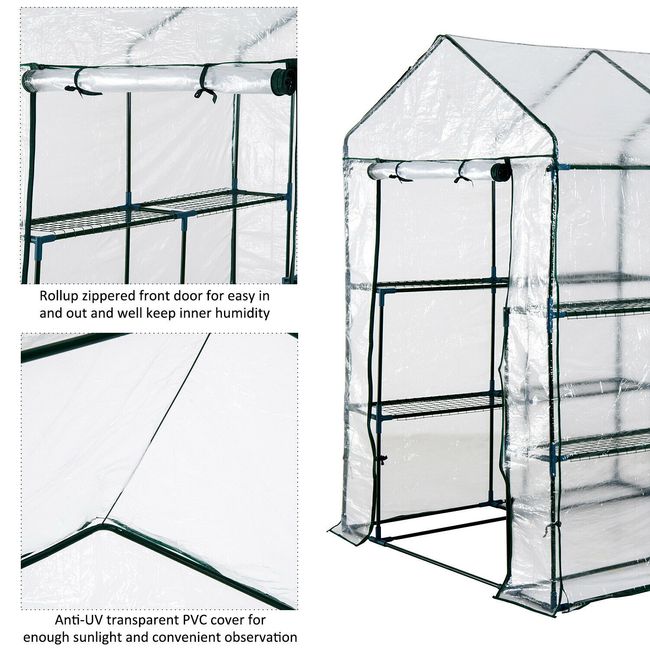 Outsunny 5'x5'x6' Greenhouse / Garden Walk-In 8 Shelves Plant Flower  Portable Walk In Greenhouse