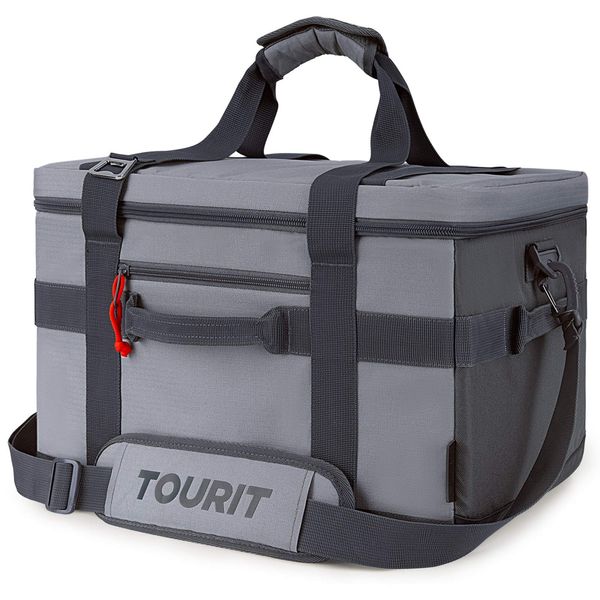 TOURIT Cooler Bag 48-Can Insulated Soft Cooler Large Collapsible Cooler Bag 32L Lunch Coolers for Picnic, Beach, Work, Trip, Grey