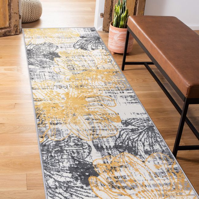 Rugshop Rugs Runner 2x7 Large Floral Distressed Stain Resistant Soft Hallway Rug