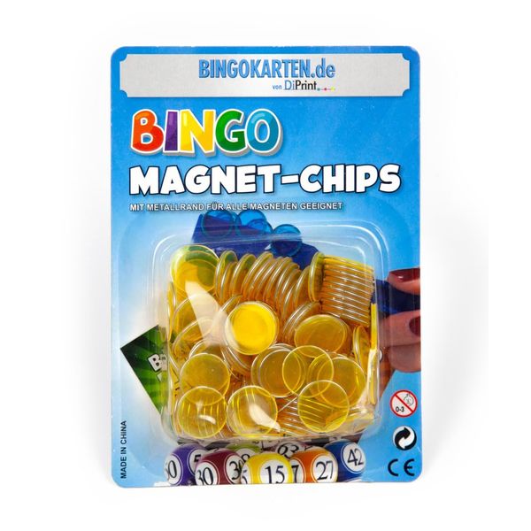 DiPrint 100 Bingo Magnetic Chips with Metal Edge (Yellow)