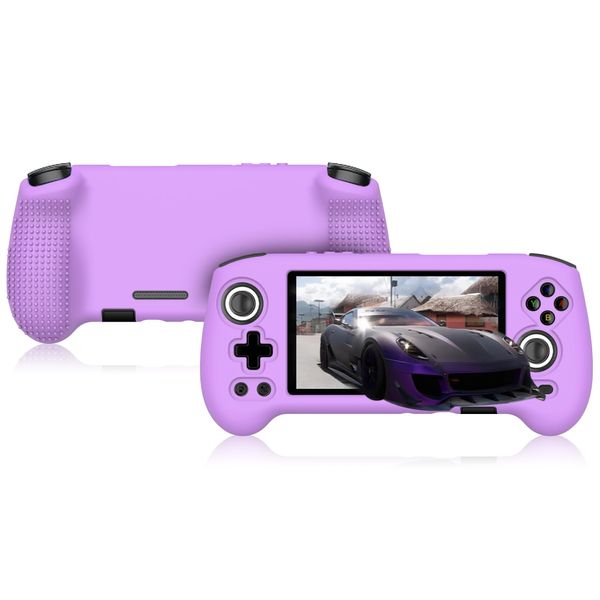 Silicone Case Compatible with Anbernic RG556, Anti-Scratch, Washable, Shockproof Silicone Protective Cover for RG556 Retro Handheld Game Console - Purple