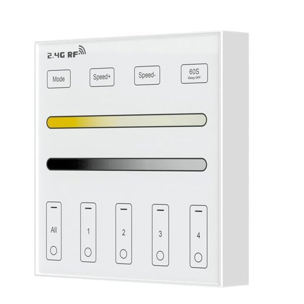 FVZWKHD 2.4G 4 Zone 86 Panel/CCT Smart LED Controller Dual Color Temperature Touch Controller for LED Light Control