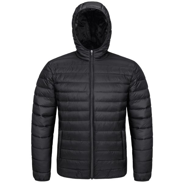 MAGCOMSEN Men's Lightweight Down Jackets Bubble Coats Waterproof Packable Hooded Puffer Jacket Zip Up Jacket Men Insulated Winter Coats Black, M