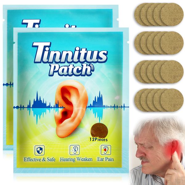 Tinnitus Relief Patches for Ringing Ears, Wieat Natural Herbal Relieves Earaches Patches, Ear Infection Treatment Patches for Hearing Loss, Ear Pain Relief, Soothing Ear Pain, Itchiness(2 Pack, 24Pcs)