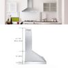 30 inch Stainless Steel Wall Mount Range Hood 450CFM Kitchen 3-Speed Vent Button