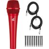 Briskdrop sE Electronics V7 Red Dynamic Supercardioid Handheld Microphone, Red - Bundle with 2 XLR Cables and 10 Cable Ties