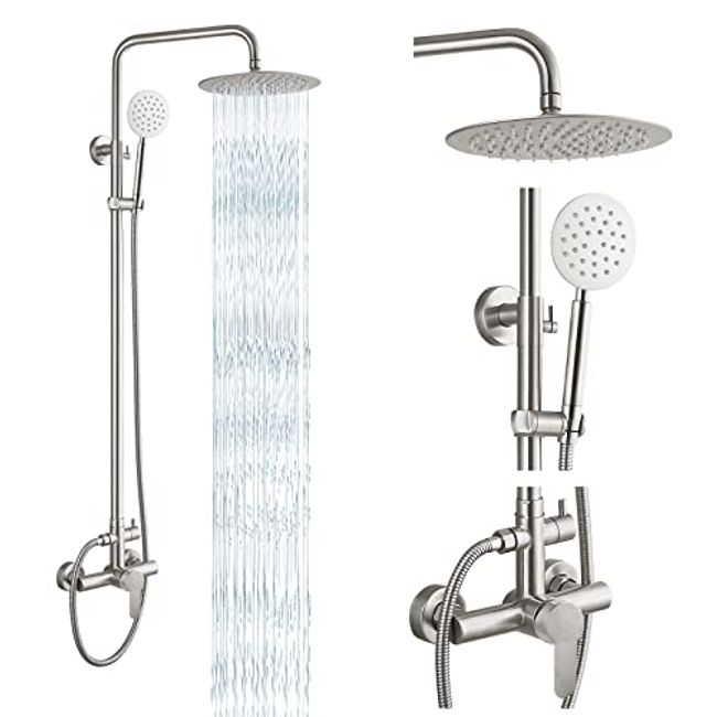 gotonovo Shower Fixture Wall Mount SUS 304 Stainless Steel Triple Func