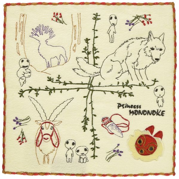 Marushin Ghibli 1005036800 Princess Mononoke Hand Towel, 9.8 x 9.8 inches (25 x 25 cm), Shishi no Mori no Mori, 100% Cotton