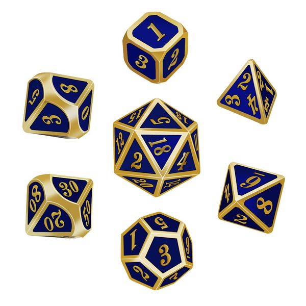 Sweetone DND Dice, 7 Pieces Metal Dice DND Polyhedral Dice, DND Game Dice Set for Dungeons and Dragons Roll Playing Game MTG Table Games RPG DND D20 D12 D10 D10 D8 D6 D4