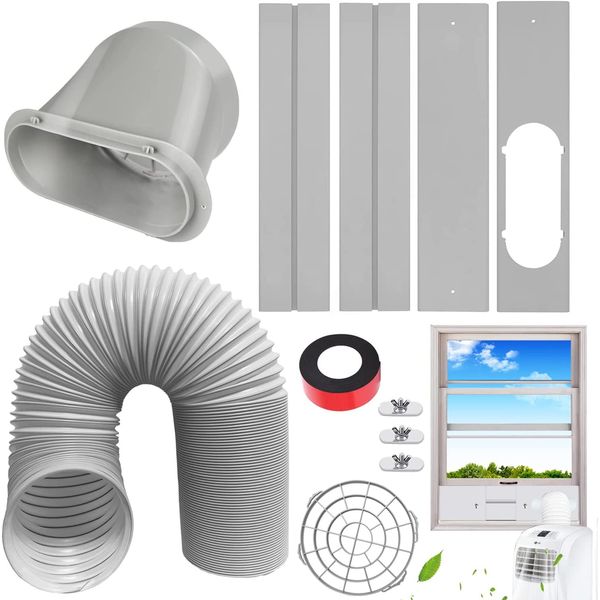 Portable AC Window Vent Kit, Adjustable Vertical/Horizontal Sliding Window Kit P