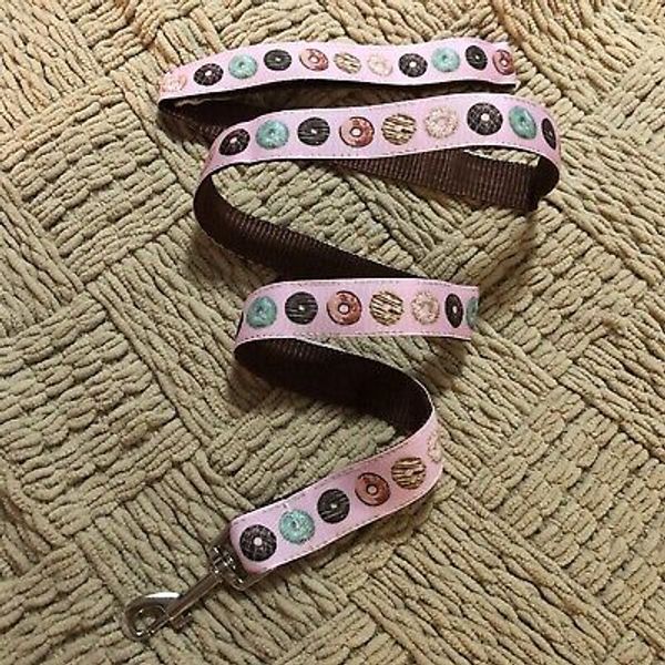 Brown Frosting Dog Leash DOUGHNUT  Donut pattern Food Pet Cat Collar Pink Sweet