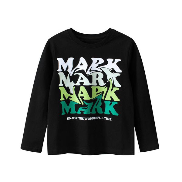 Children Colorful Slogan Print Graphic Soft Cotton Shirt - 130 (7-8Y) / Black