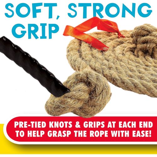 Franklin Sports Franklin Field Day Tug of War Rope with Flag for Kids and Adults - Perfect for Team Building - 20ft Long,Brown