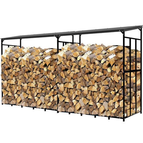 XXL Heavy Duty Firewood Log Rack Wood Storage Stand with Cover Dust Sun Protect