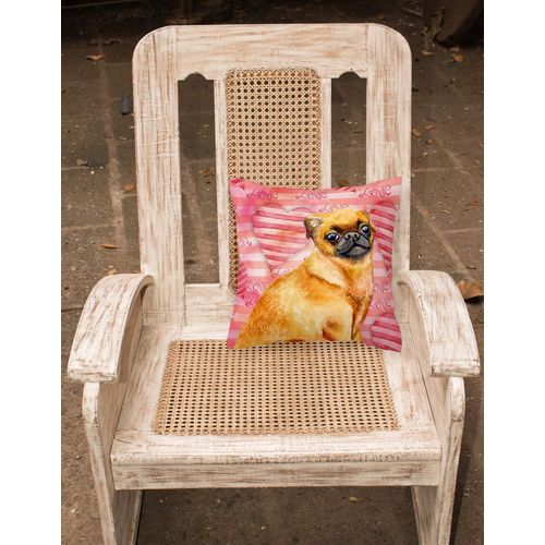 Caroline's Treasures BB9754PW1818 Small Brabant Griffon Love Fabric Decorative Pillow, Red Machine Washable, Indoor Outdoor Decorative Pillow for Couch, Bed or Patio, 18Hx18W