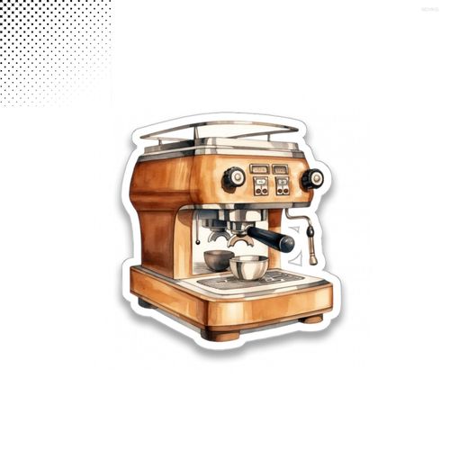 Retro Coffee Machine Sticker, Barista Decor, Coffee Lover Gift, Kitchen Sticker, Vintage Style Espresso Machine Sticker