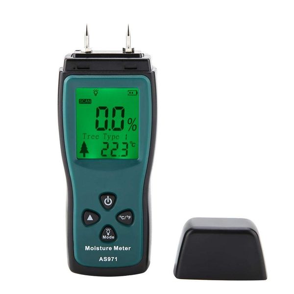 Digital Wood Moisture Meter, Humidity Detector, Moisture Detector, Digital LCD Display Display, Wood Moisture Tester, ±0.5%, 4 Types, Compatible with Wood, Bamboo and Paper